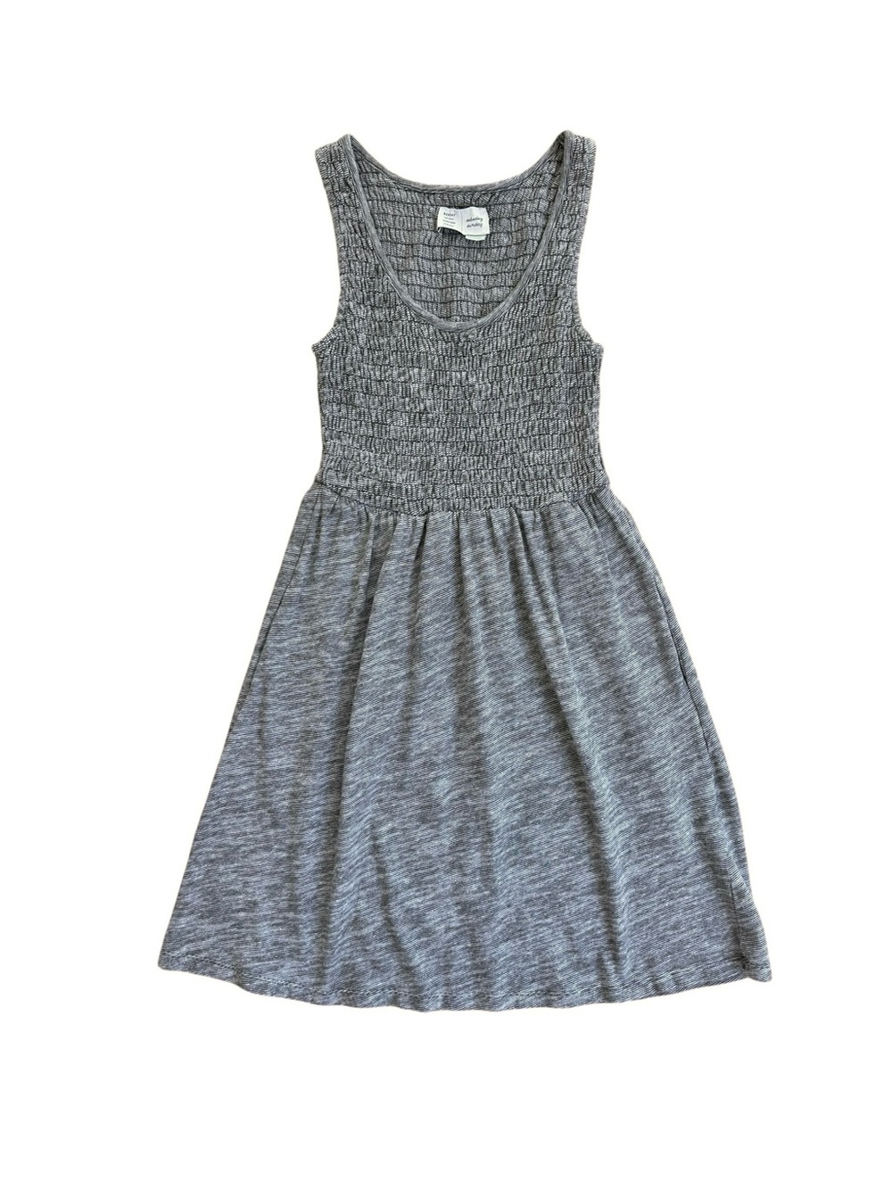 Saturday Sunday Anthro Heathered Gray Smocked Bodice Sleeveless Mini Dress - Picture 1 of 5